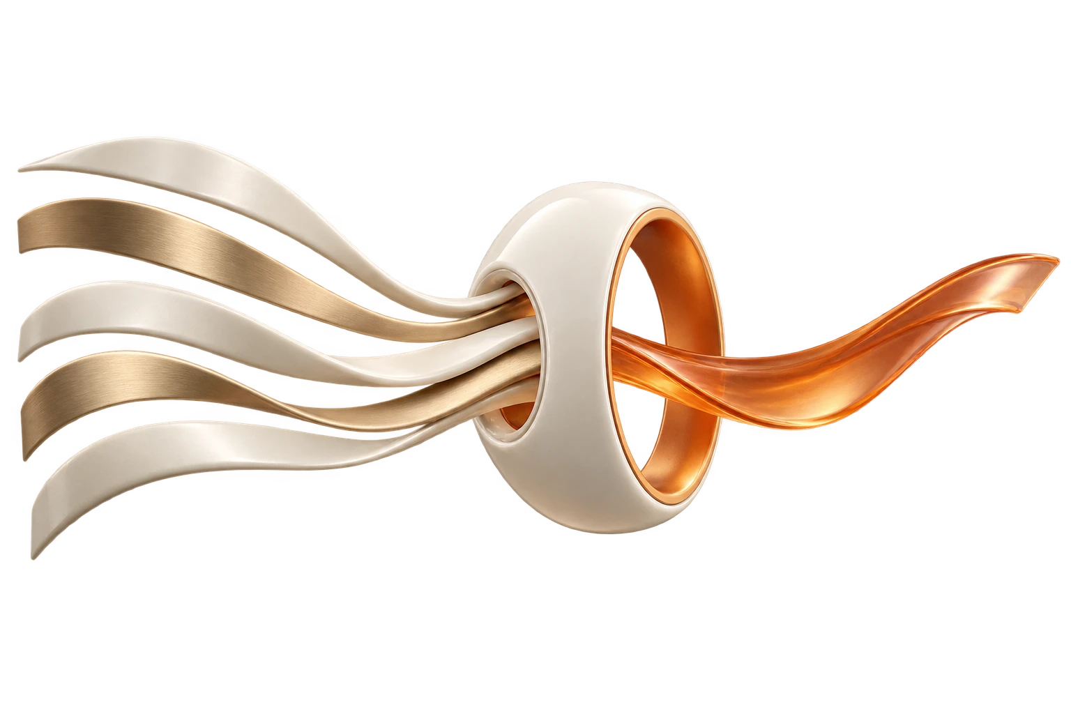 Ivory pathways come together in one orange routing core